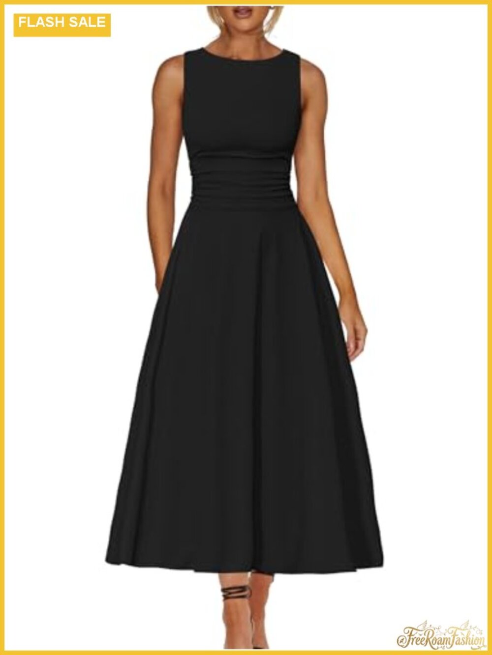 Flowy Ruffle Hem A-Line Maxi Dress for Women Sleeveless Party